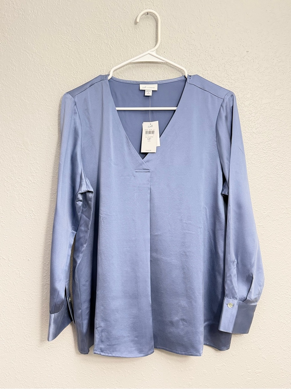 J. Jill 100% Silk V-Neck Long-Sleeve Blouse